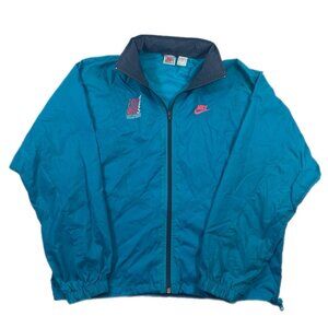 Vintage 90s Nike Windbreaker Jacket Mens M Full Zip Lightweight Blue NCAA Sports